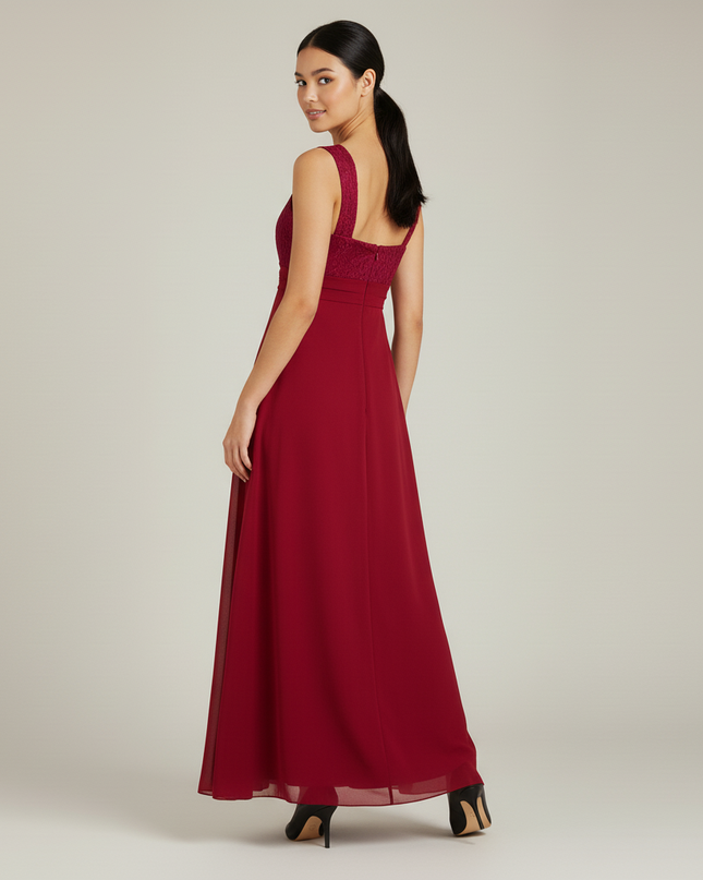 Jugendweihe Kleid Rot Spitze Blumen Kinder | Festkleid Lang - Ansicht 2