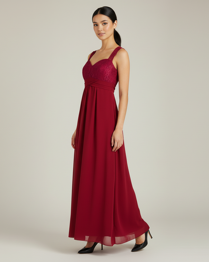 Jugendweihe Kleid Rot Spitze Blumen Kinder | Festkleid Lang - Ansicht 3