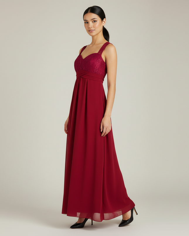 Jugendweihe Kleid Rot Spitze Blumen Kinder | Festkleid Lang - Ansicht 3