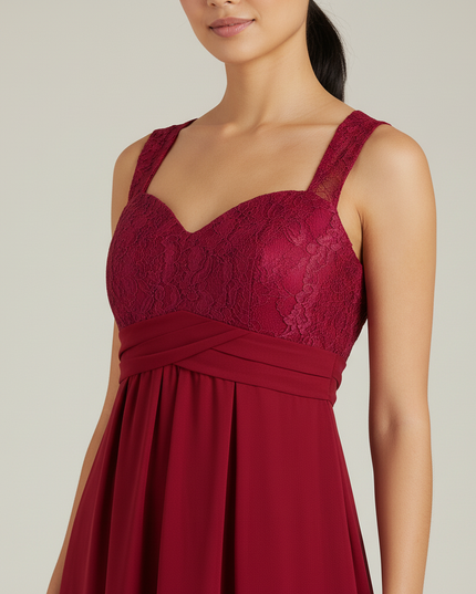 Jugendweihe Kleid Rot Spitze Blumen Kinder | Festkleid Lang - Ansicht 4
