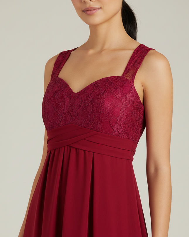 Jugendweihe Kleid Rot Spitze Blumen Kinder | Festkleid Lang - Ansicht 4
