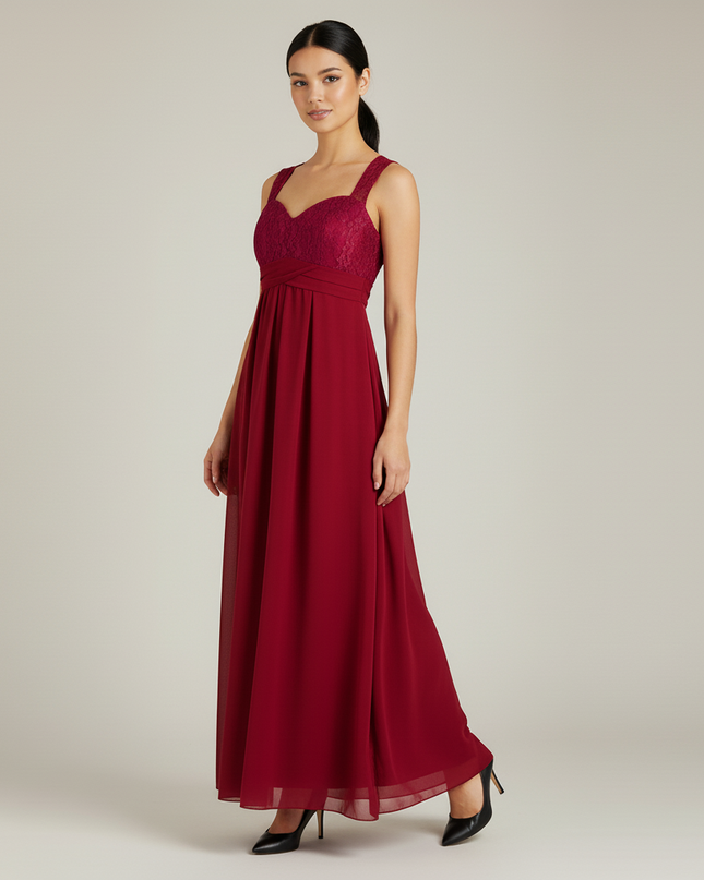 Jugendweihe Kleid Rot Spitze Blumen Kinder | Festkleid Lang - Ansicht 5