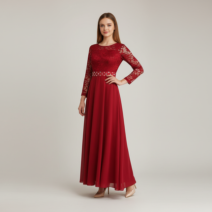 Jugendweihe Kleid Rot Festlich Kurz Elegant - Ansicht 1