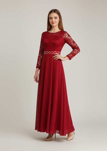 Jugendweihe Kleid Rot Festlich Kurz Elegant - Ansicht 1
