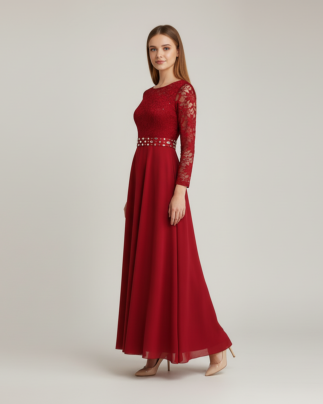 Jugendweihe Kleid Rot Festlich Kurz Elegant - Ansicht 3