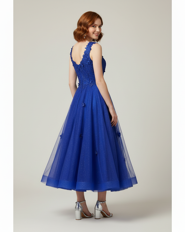 Jugendweihe Kleid Royalblau Abschluss Prom - Ansicht 2