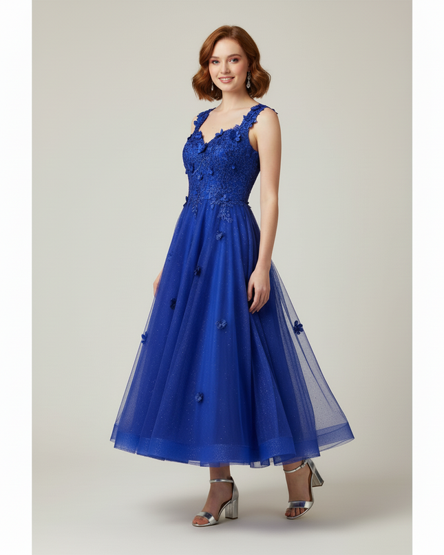 Jugendweihe Kleid Royalblau Abschluss Prom - Ansicht 3