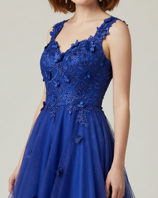 Jugendweihe Kleid Royalblau Abschluss Prom - Ansicht 4