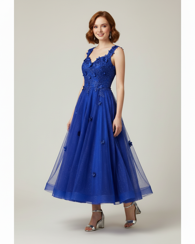 Jugendweihe Kleid Royalblau Abschluss Prom - Ansicht 5