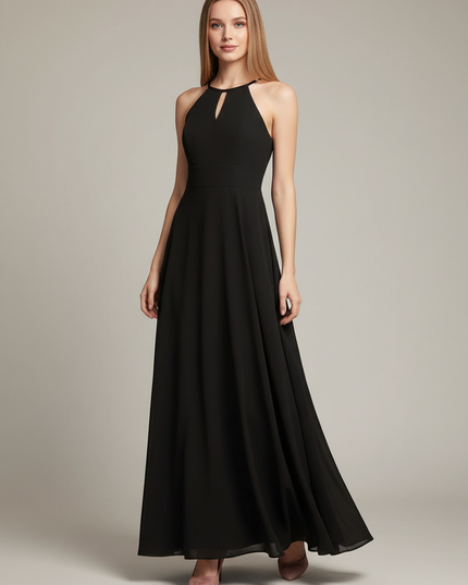 Jugendweihe Kleid Schwarz Chiffon Kinder | Halter-Festkleid - Ansicht 1