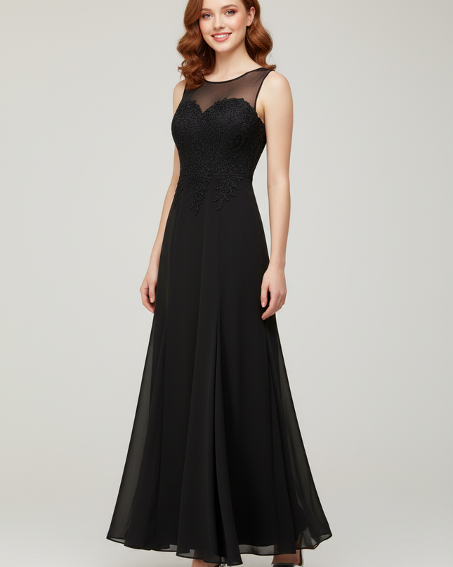 Jugendweihe Kleid Schwarz Gold | Meerjungfrau Lang - Ansicht 1