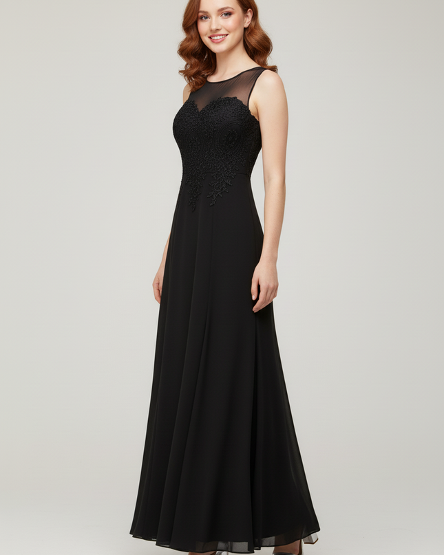 Jugendweihe Kleid Schwarz Gold | Meerjungfrau Lang - Ansicht 3