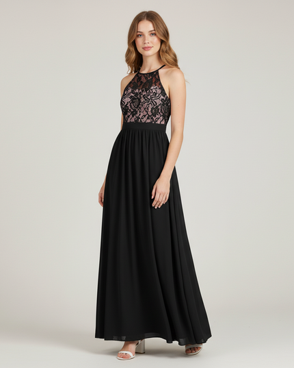 Jugendweihe Kleid Schwarz Halter Lang | Festkleid Kinder - Ansicht 1