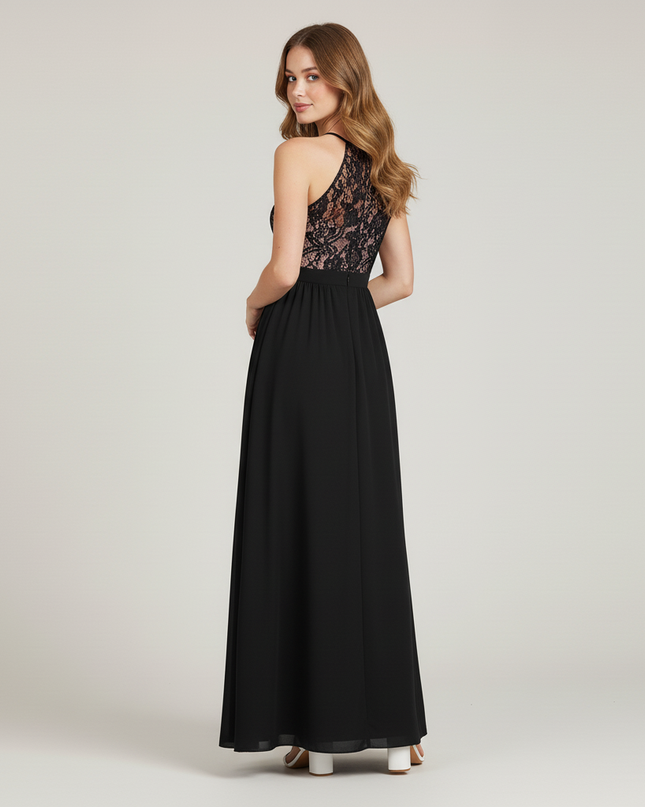 Jugendweihe Kleid Schwarz Halter Lang | Festkleid Kinder - Ansicht 2