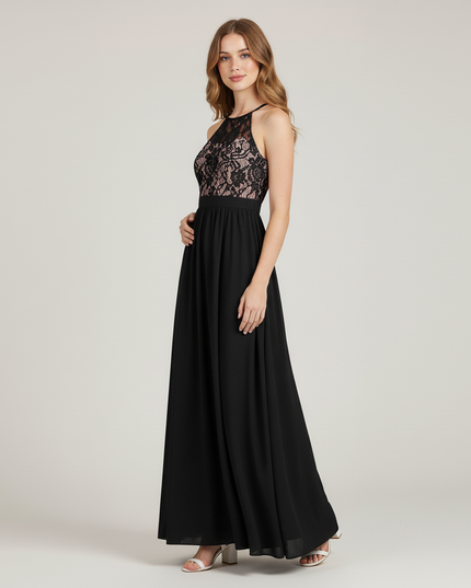 Jugendweihe Kleid Schwarz Halter Lang | Festkleid Kinder - Ansicht 3