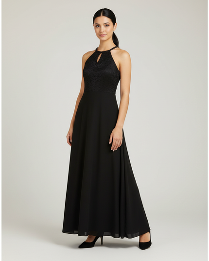 Jugendweihe Kleid Schwarz Halter Spitze Kinder | Festkleid - Ansicht 1
