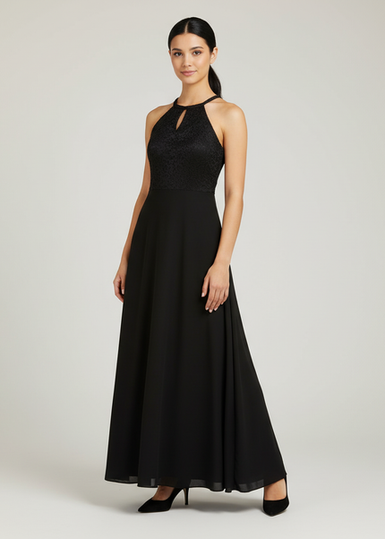 Jugendweihe Kleid Schwarz Halter Spitze Kinder | Festkleid - Ansicht 1