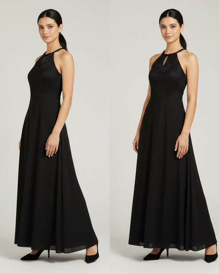 Jugendweihe Kleid Schwarz Halter Spitze Kinder | Festkleid - Ansicht 3