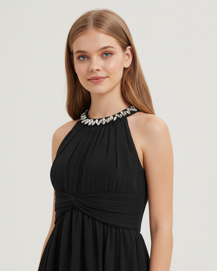 Jugendweihe Kleid Schwarz Neckholder Kinder - Ansicht 4