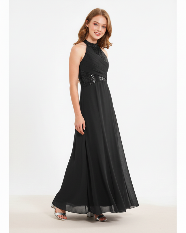 Jugendweihe Kleid Schwarz Pailletten Tuell Kinder - Ansicht 3