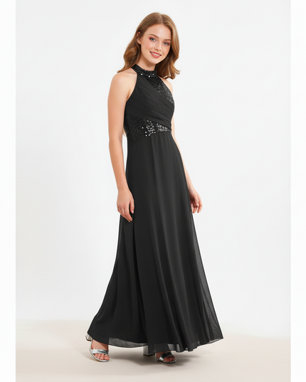 Jugendweihe Kleid Schwarz Pailletten Tuell Kinder - Ansicht 5