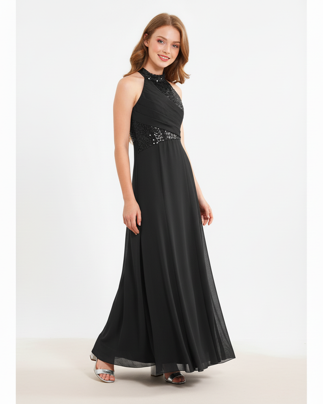 Jugendweihe Kleid Schwarz Pailletten Tuell Kinder - Ansicht 5