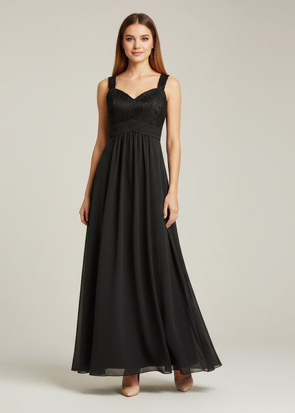 Jugendweihe Kleid Schwarz Spitze Lang | Elegant - Ansicht 1