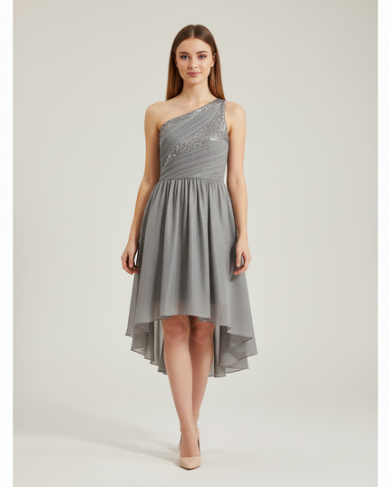 Jugendweihe Kleid Silber Sequin Kinder | Einschultrig - Ansicht 5