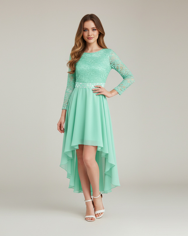 Jugendweihe Kleid Tuerkis Festlich | Chiffon Kinder - Ansicht 1