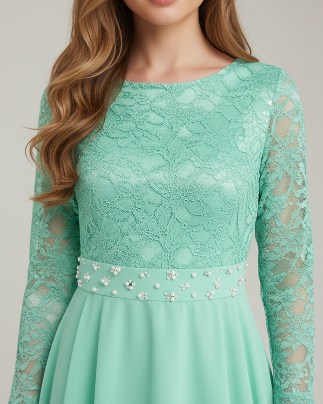 Jugendweihe Kleid Tuerkis Festlich | Chiffon Kinder - Ansicht 4