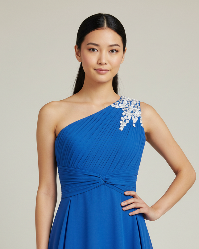 Jugendweihe Kleid Tuerkis Elegant - Hellblau Pailletten - Ansicht 4
