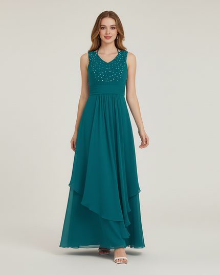 Jugendweihe Kleid Tuerkis Farbe | Chiffon Festkleid - Ansicht 5