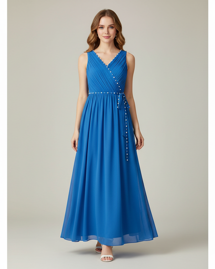 Jugendweihe Kleid Tuerkis Festlich - Hellblau Chiffon - Ansicht 1