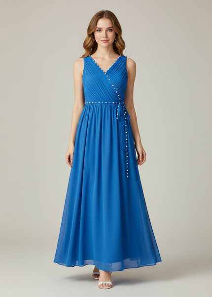 Jugendweihe Kleid Tuerkis Festlich - Hellblau Chiffon - Ansicht 1