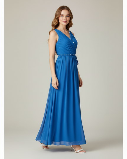Jugendweihe Kleid Tuerkis Festlich - Hellblau Chiffon - Ansicht 3