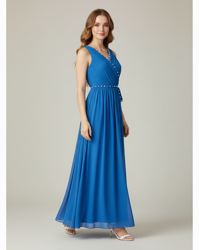 Jugendweihe Kleid Tuerkis Festlich - Hellblau Chiffon - Ansicht 3