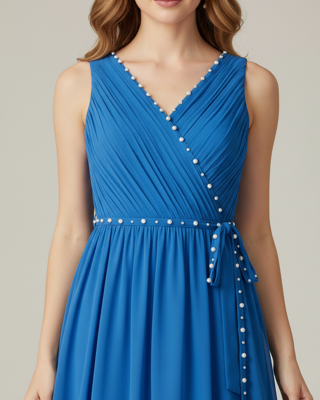 Jugendweihe Kleid Tuerkis Festlich - Hellblau Chiffon - Ansicht 4