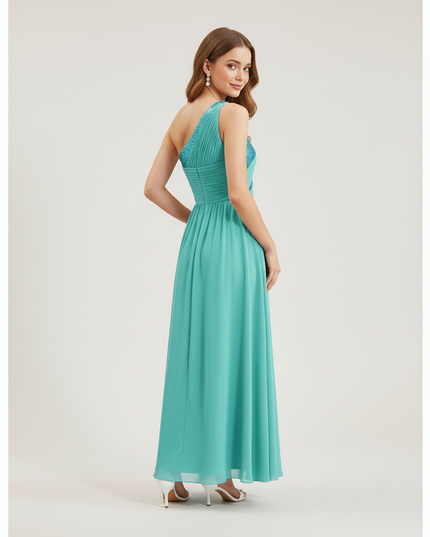 Jugendweihe Kleid Tuerkis Gold | Pailletten Bodenlang - Ansicht 2