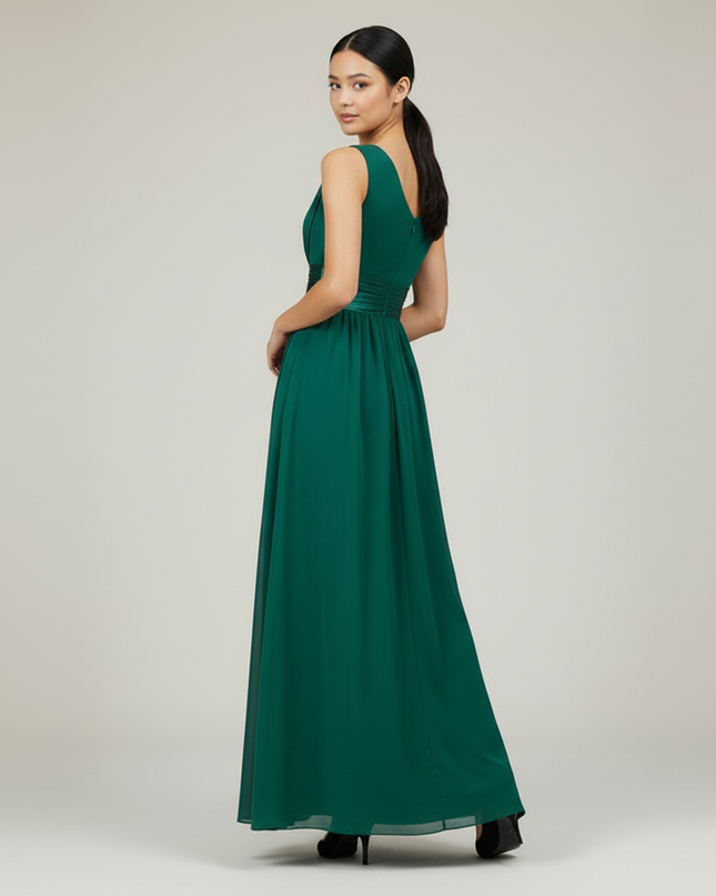 Jugendweihe Kleid Tuerkis und Gruen | Chiffon Festkleid - Ansicht 2