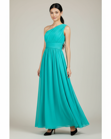 Jugendweihe Kleid Tuerkis XXL | Chiffon A-Linie S-3XL - Ansicht 1