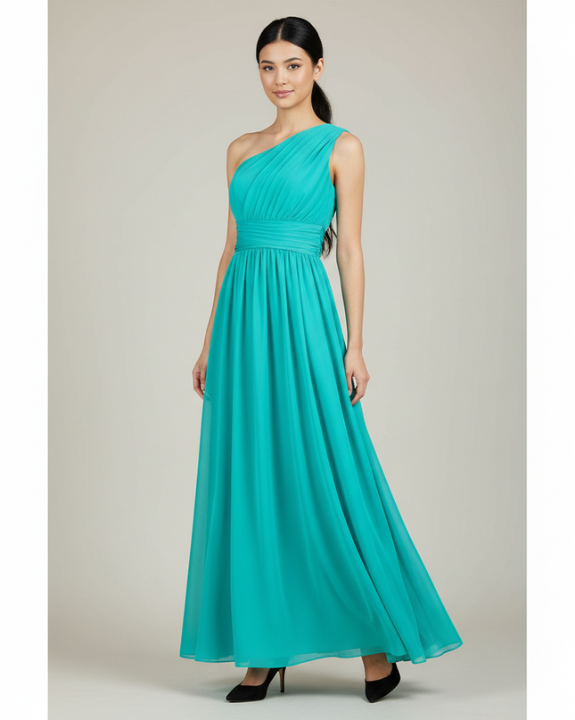 Jugendweihe Kleid Tuerkis XXL | Chiffon A-Linie S-3XL - Ansicht 1