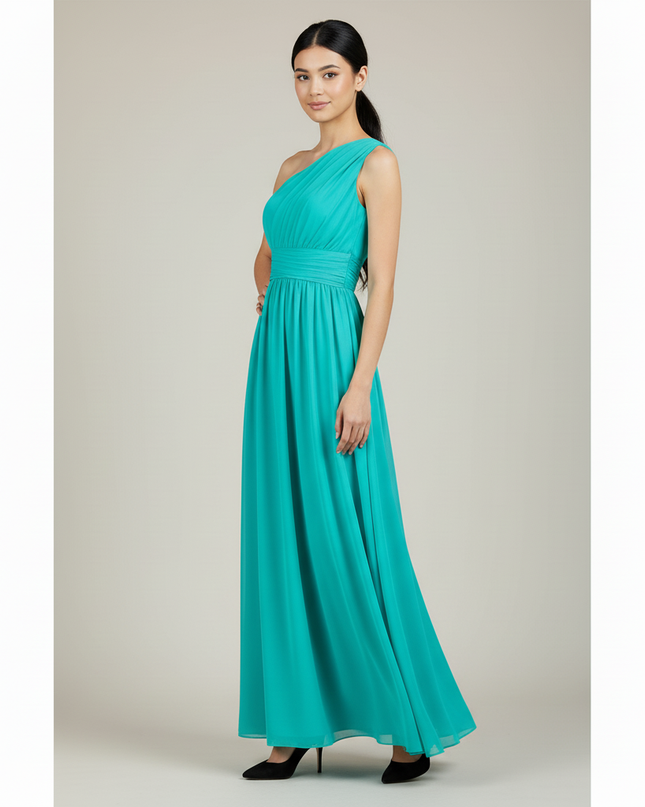Jugendweihe Kleid Tuerkis XXL | Chiffon A-Linie S-3XL - Ansicht 3