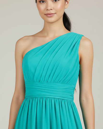 Jugendweihe Kleid Tuerkis XXL | Chiffon A-Linie S-3XL - Ansicht 4