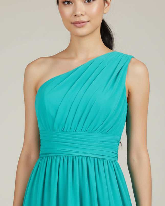 Jugendweihe Kleid Tuerkis XXL | Chiffon A-Linie S-3XL - Ansicht 4