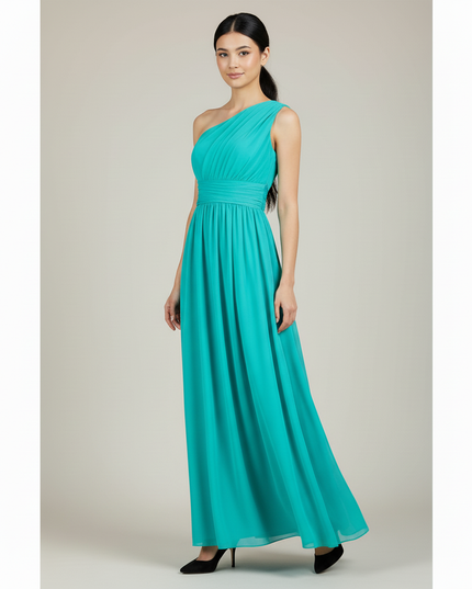 Jugendweihe Kleid Tuerkis XXL | Chiffon A-Linie S-3XL - Ansicht 5