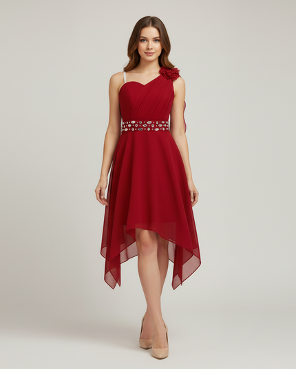 Jugendweihe Kleid Weinrot Chiffon Kinder Festlich - Ansicht 5
