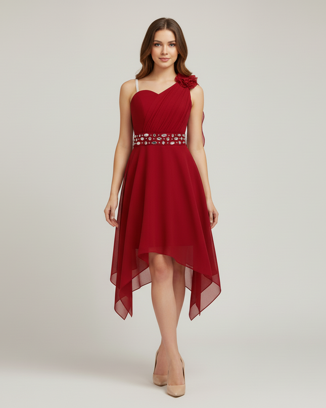 Jugendweihe Kleid Weinrot Chiffon Kinder Festlich - Ansicht 5