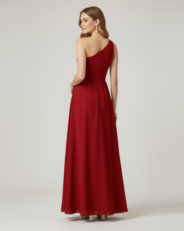 Jugendweihe Kleid Weinrot Chiffon Schnuerung | A-Linie - Ansicht 2