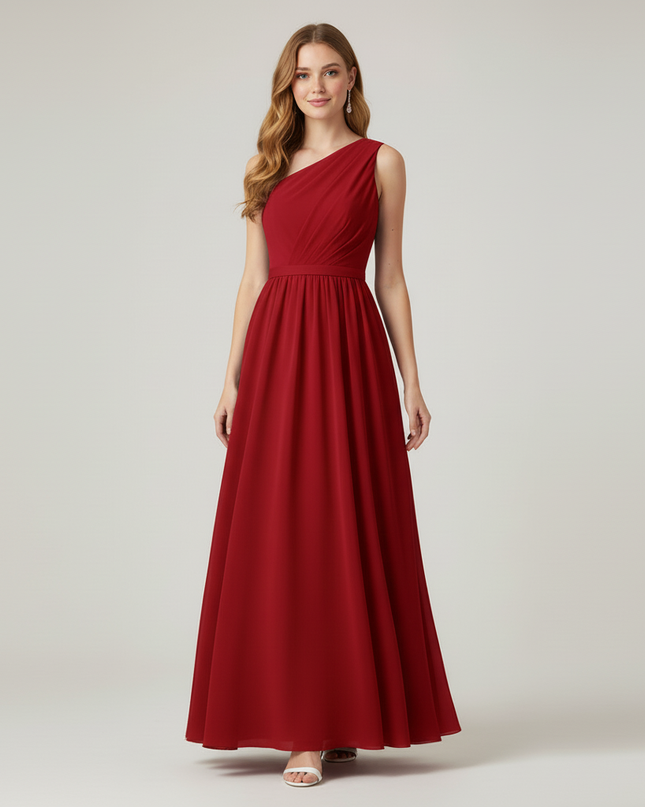 Jugendweihe Kleid Weinrot Chiffon Schnuerung | A-Linie - Ansicht 5