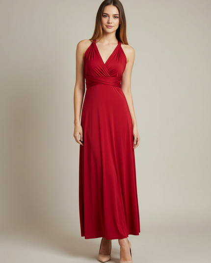 Jugendweihe Kleid Weinrot Elegant | Festliches Maxikleid - Ansicht 1